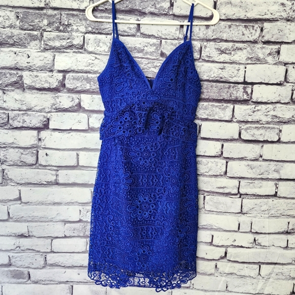 Guess Blue Lace Cocktail Dress - 2 - Picture 1 of 5